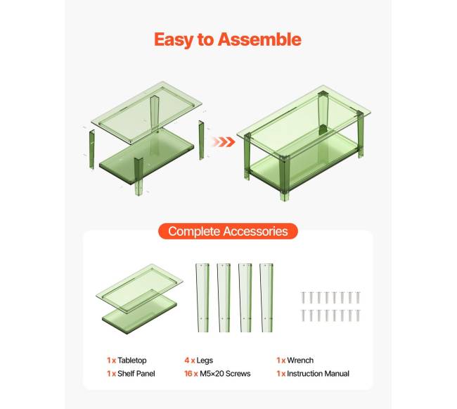 Akrilinė kavos staliukas su lentynėle6