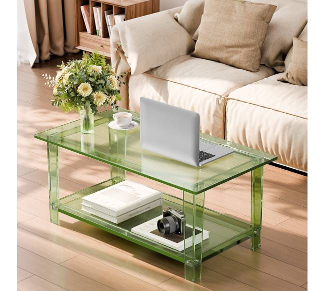 Akrilinė kavos staliukas su lentynėle7