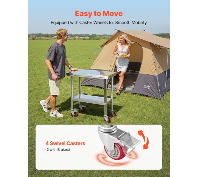 Nerūdijančio plieno stalviršis virtuvei 60 x 76 cm su ratukais4