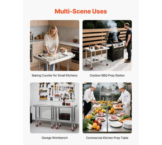 Nerūdijančio plieno stalviršis virtuvei 60 x 76 cm su ratukais6