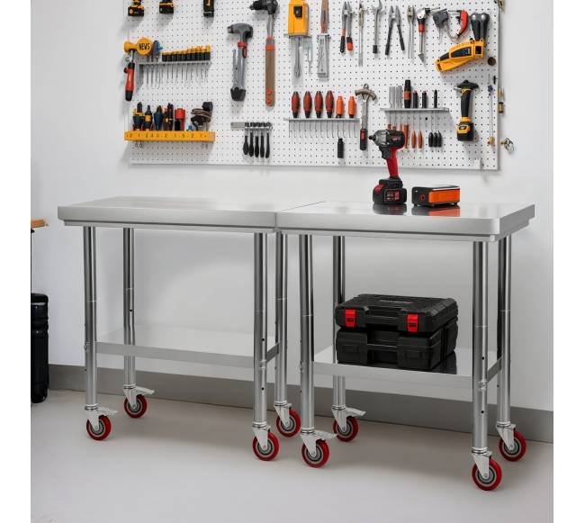 Nerūdijančio plieno stalviršis virtuvei 60 x 76 cm su ratukais7