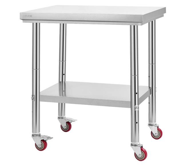 Nerūdijančio plieno stalviršis virtuvei 60 x 76 cm su ratukais8