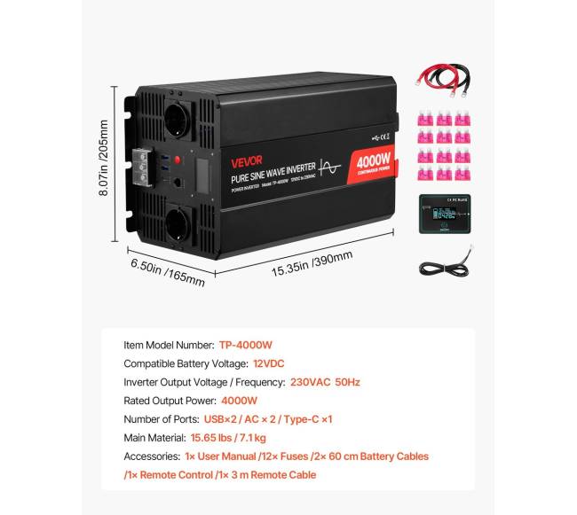 4000W galios keitiklis automobiliams ir RV6