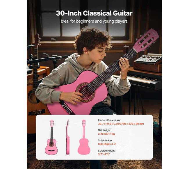 Klasikinė gitara, 780 mm, su priedais pradedantiesiems5