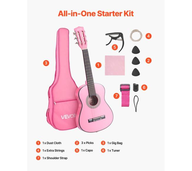 Klasikinė gitara, 780 mm, su priedais pradedantiesiems6