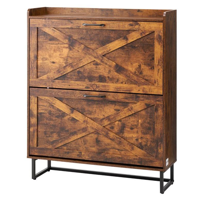 Ruda batų spintelė su dviem stalčiais0