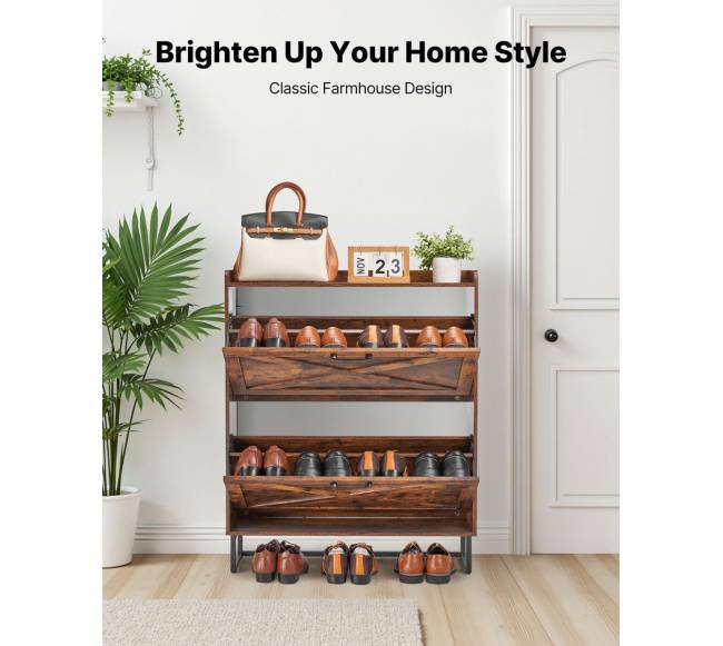 Ruda batų spintelė su dviem stalčiais1