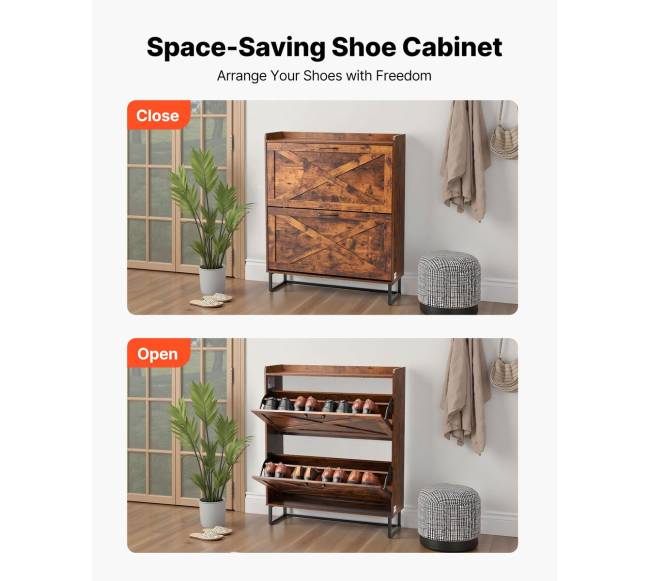 Ruda batų spintelė su dviem stalčiais3