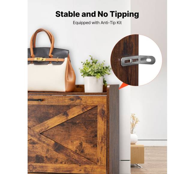 Ruda batų spintelė su dviem stalčiais5