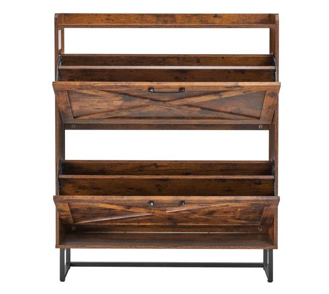 Ruda batų spintelė su dviem stalčiais8