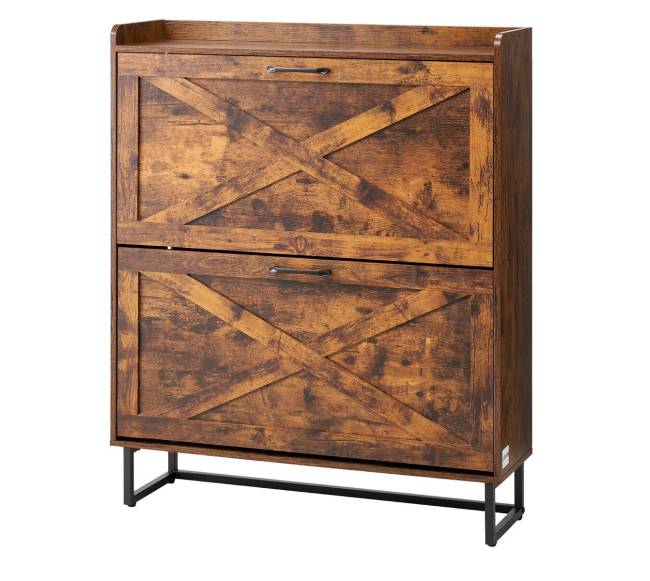 Ruda batų spintelė su dviem stalčiais9