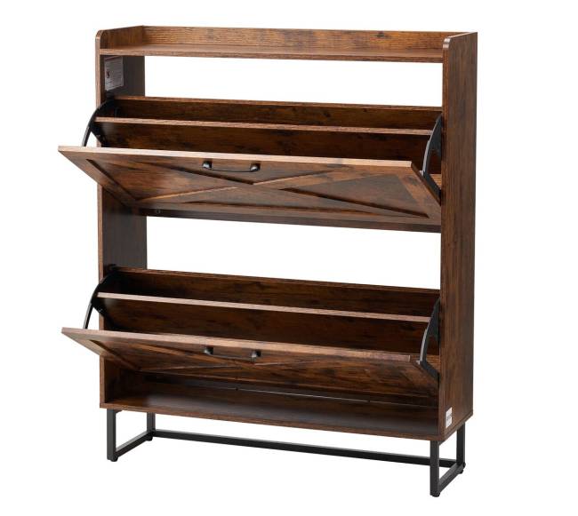 Ruda batų spintelė su dviem stalčiais10