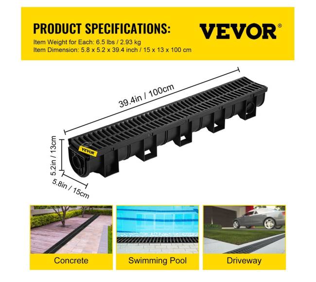 drenažo kanalų rinkinys su plastikine grotele6