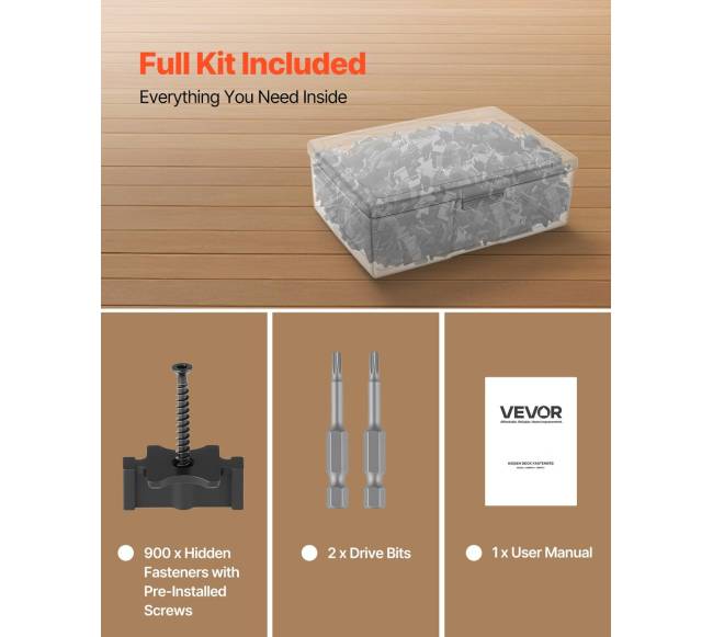 900 elementų paslėpti denio tvirtinimai kompozitinei dangai5