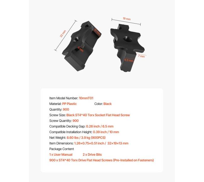 900 elementų paslėpti denio tvirtinimai kompozitinei dangai6