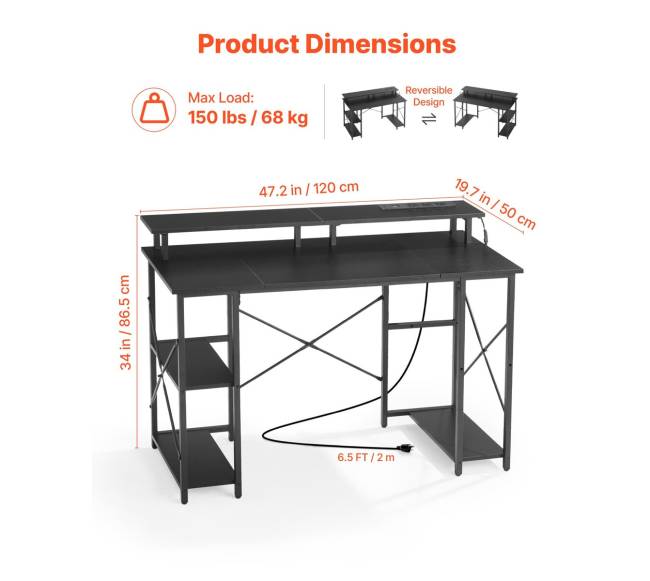 Rašomasis stalas su LED apšvietimu ir lizdais2