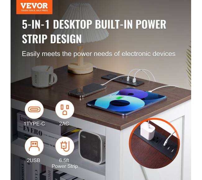 Sodybos stiliaus staliukas su USB prievadais1