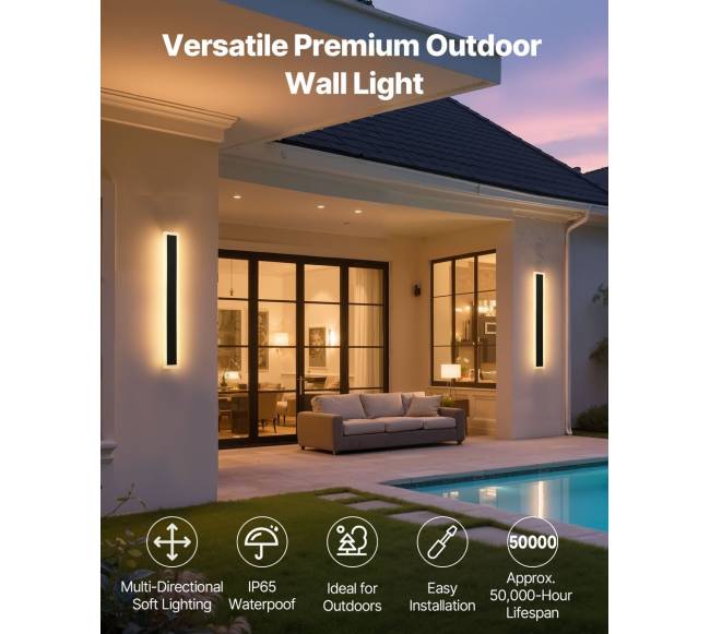 Lauko sieninis šviestuvas, 600 mm, šiltai baltas1