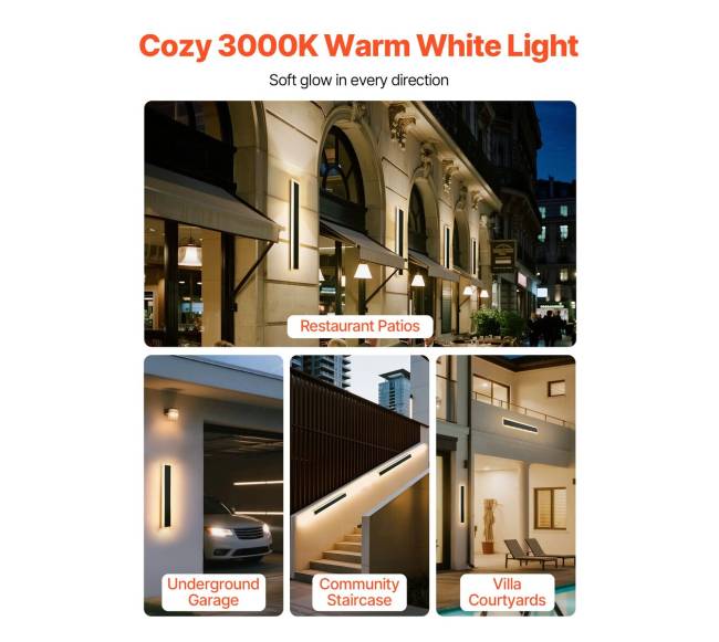 Lauko sieninis šviestuvas, 600 mm, šiltai baltas2