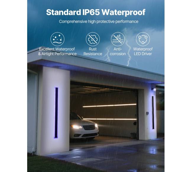 Lauko sieniniai šviestuvai, 2 vnt., 1 m, IP653