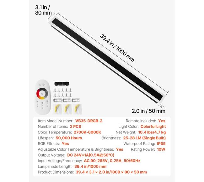 Lauko sieniniai šviestuvai, 2 vnt., 1 m, IP656