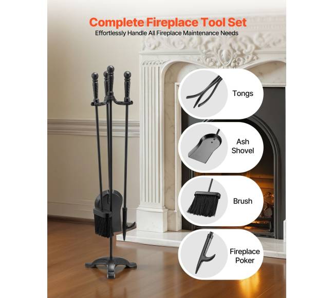 Židinio įrankių rinkinys, 4 dalių su stovu1