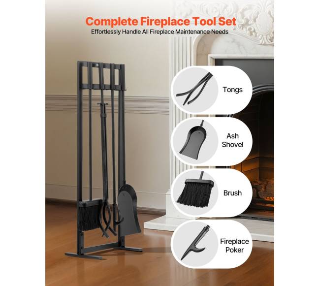 Židinio įrankių rinkinys su laikikliu, juodas1