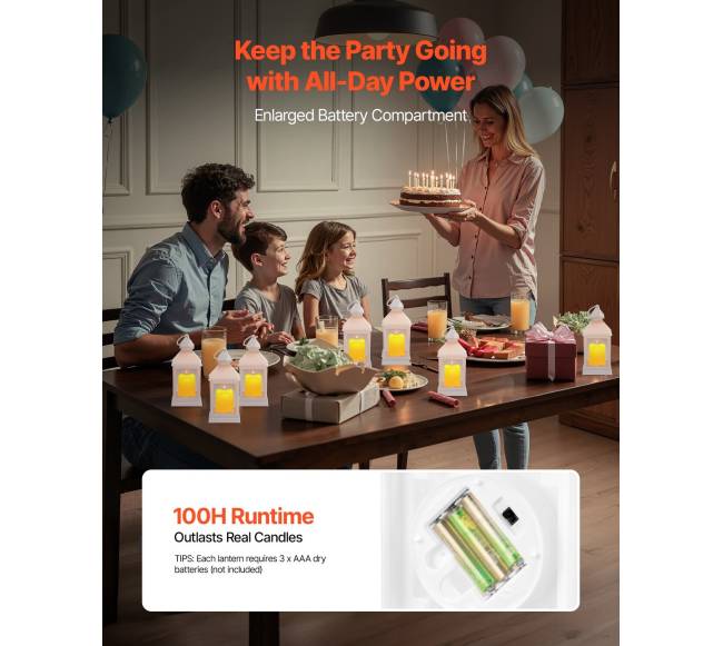 12 vnt. dekoratyviniai žibintai su LED žvakėmis3