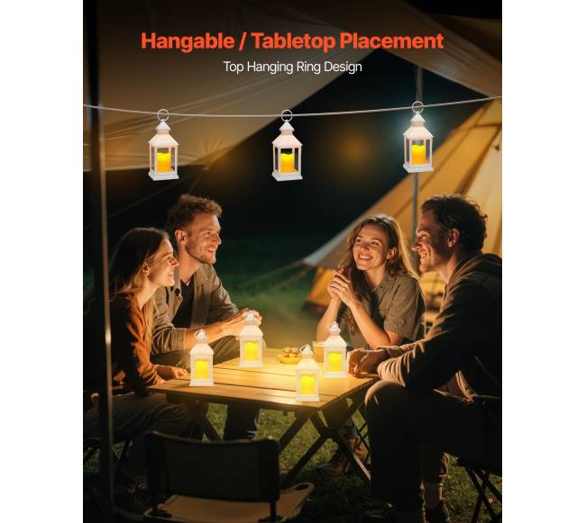 12 vnt. dekoratyviniai žibintai su LED žvakėmis4