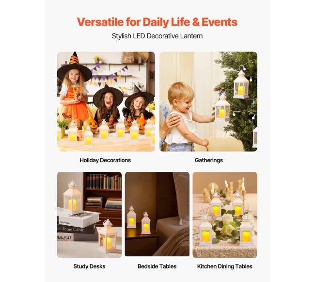 12 vnt. dekoratyviniai žibintai su LED žvakėmis5