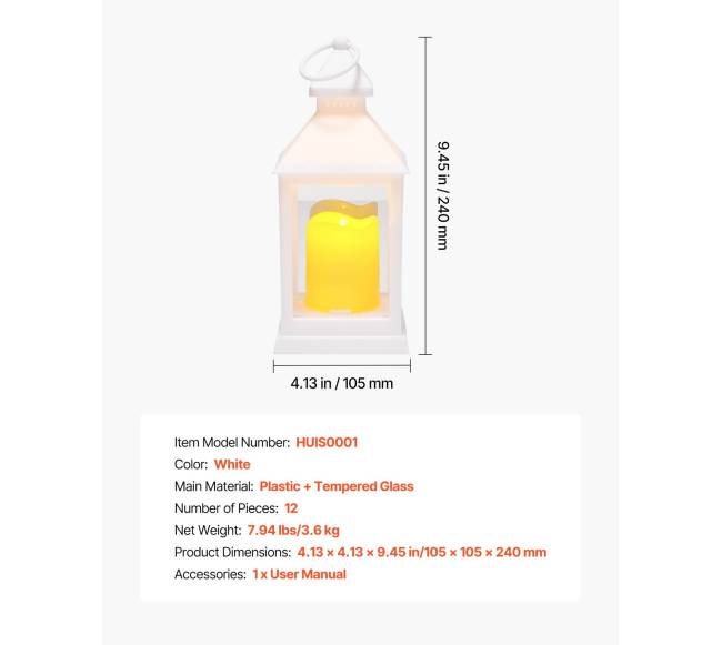 12 vnt. dekoratyviniai žibintai su LED žvakėmis6