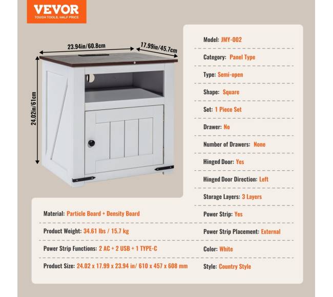 Sodybos stiliaus staliukas su USB prievadais6