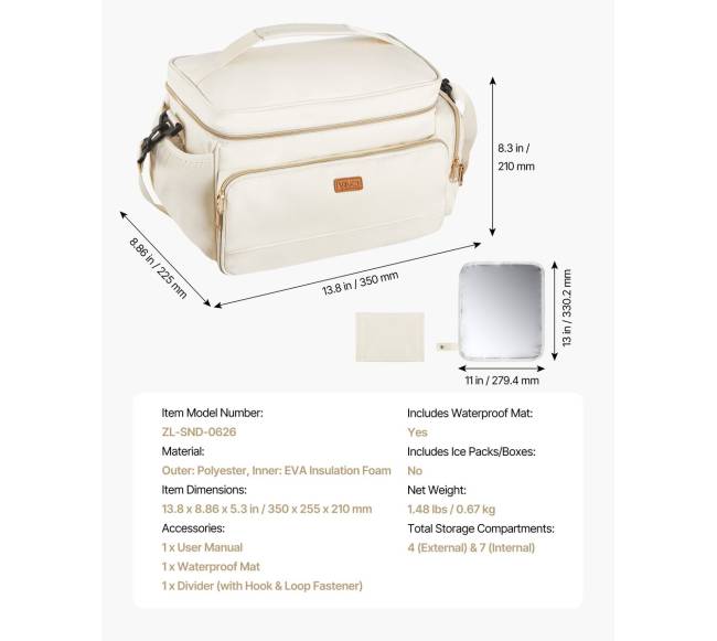 Krūtinės siurblio krepšys su vandeniui atsparia kilimėliu6