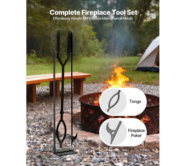 Židinio įrankių rinkinys su stoveliu juodas1