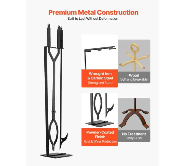 Židinio įrankių rinkinys su stoveliu juodas2