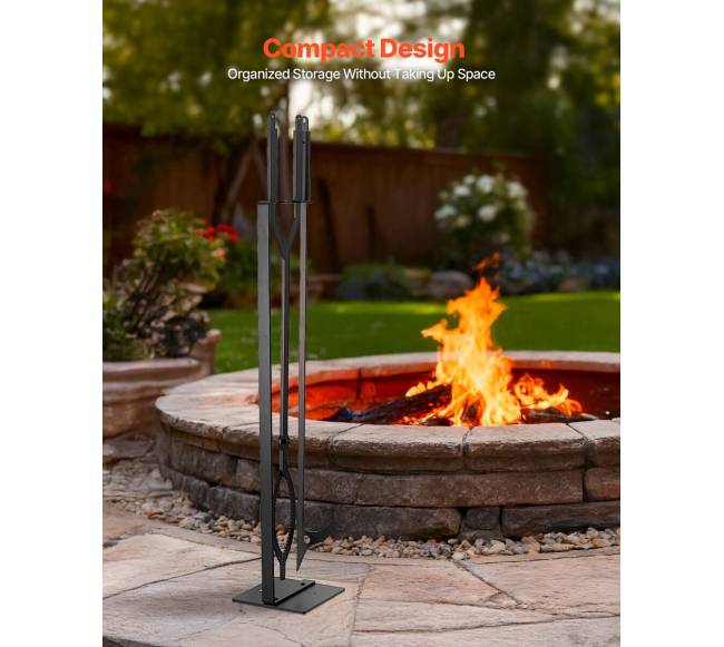 Židinio įrankių rinkinys su stoveliu juodas4