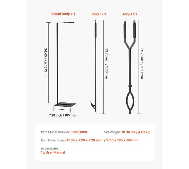 Židinio įrankių rinkinys su stoveliu juodas6