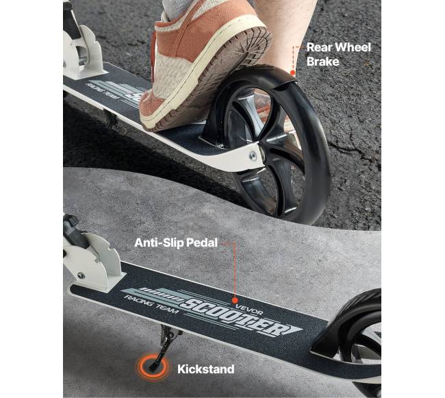 Vaikiškas ir suaugusiųjų paspirtukas, baltas ir juodas4