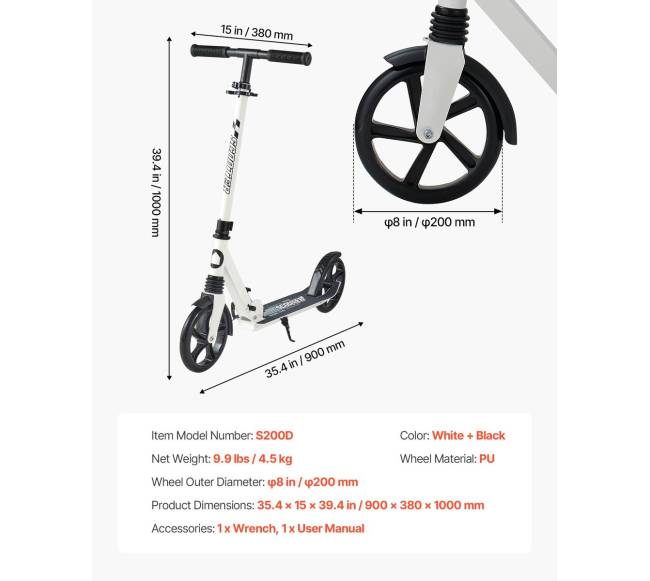 Vaikiškas ir suaugusiųjų paspirtukas, baltas ir juodas6