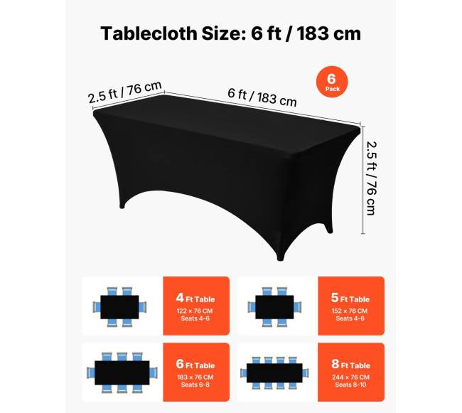Stačiakampės staltiesės 6 vnt. rinkinio, 6ft3