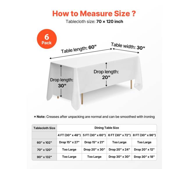 Balti stačiakampiai staltiesės, 6 vnt.4