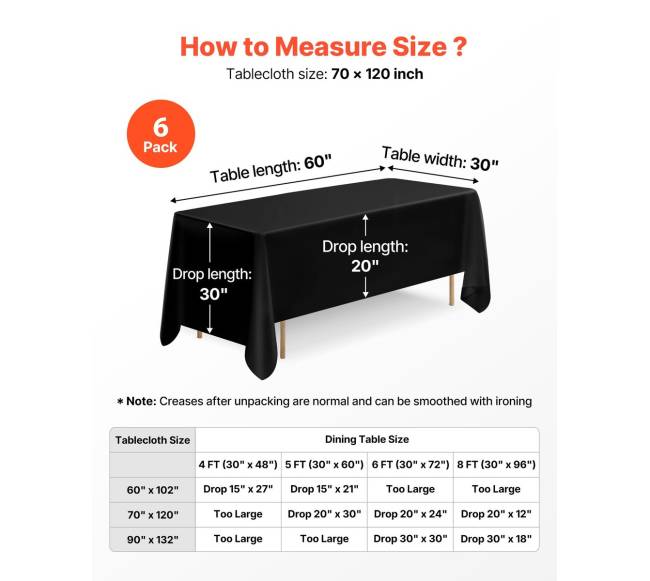 Juodos stačiakampės staltiesės, 6 vnt.4