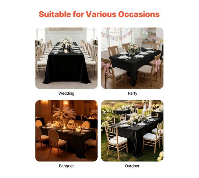 Juodos stačiakampės staltiesės, 6 vnt.6