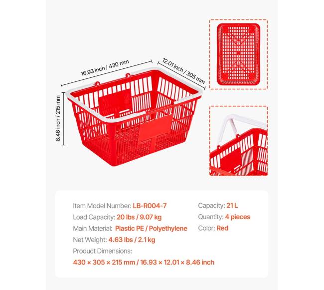 Parduotuvės krepšeliai, 21 L, 4 vnt.6