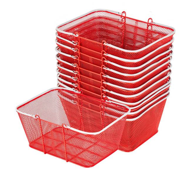 12 vnt. metaliniai pirkinių krepšiai su rankenomis0