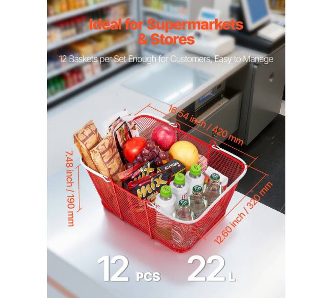 12 vnt. metaliniai pirkinių krepšiai su rankenomis2