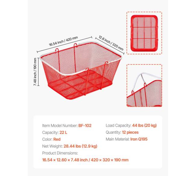 12 vnt. metaliniai pirkinių krepšiai su rankenomis6