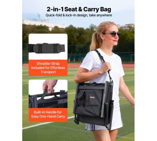 Nešiojama kėdė stadionui su atrama ir puodelio laikikliu3