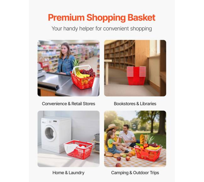 Pirkinių krepšeliai, 12 vnt., 21 l, raudoni5
