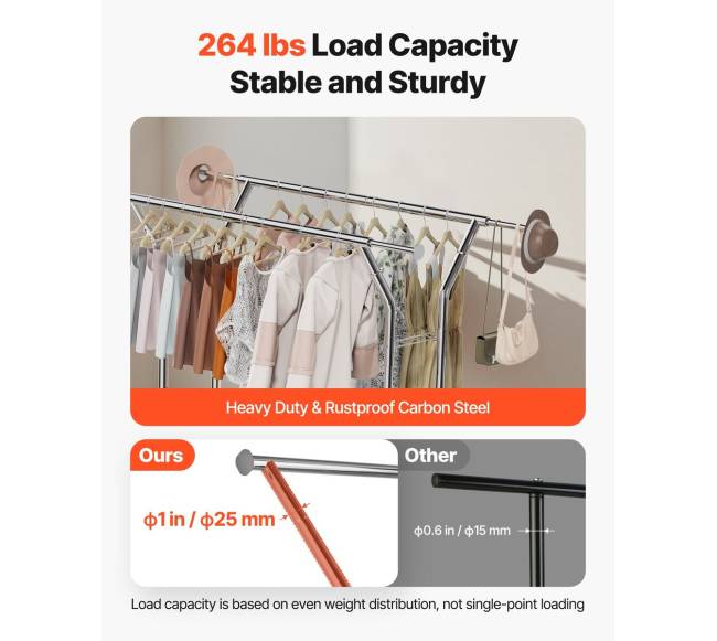 Drabužių kabykla su ratukais ir lentynomis3